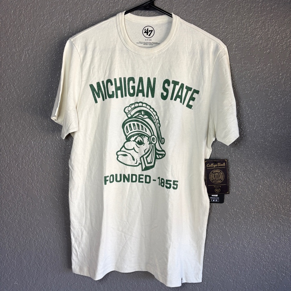 47 Brand Men’s S Michigan State Spartans Logo Cream Tee